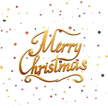 Merry christmas text vector on white background. Lettering for invitation Stock Illustration