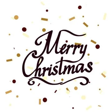 Merry christmas text vector on white background. Lettering for invitation Stock Illustration