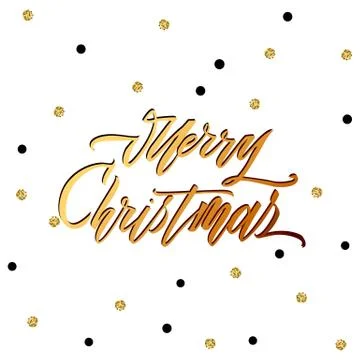 Merry christmas text vector on white background. Lettering for invitation Stock Illustration
