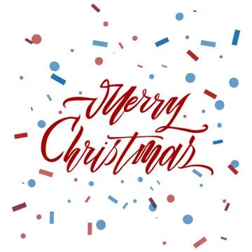 Merry christmas text vector on white background. Lettering for invitation Stock Illustration