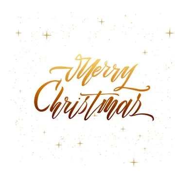 Merry christmas text vector on white background. Lettering for invitation Stock Illustration