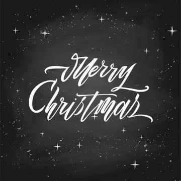 Merry christmas text vector on white background. Lettering for invitation Stock Illustration