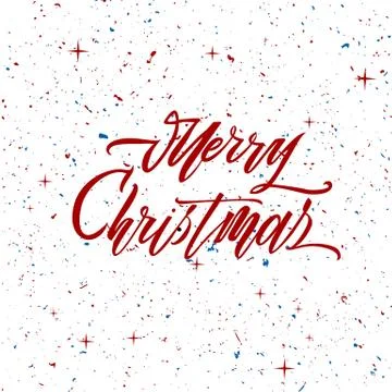 Merry christmas text vector on white background. Lettering for invitation Stock Illustration