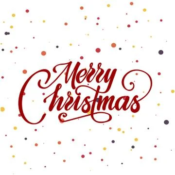 Merry christmas text vector on white background. Lettering for invitation Stock Illustration