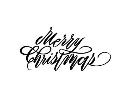 Merry christmas text vector on white background. Lettering for invitation Stock Illustration