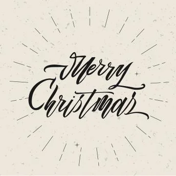 Merry christmas text vector on white background. Lettering for invitation Stock Illustration