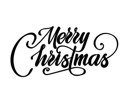 Merry christmas text vector on white background. Lettering for invitation Stock Illustration