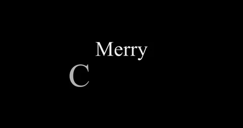 Merry Christmas title printed text of individual letters animated on black Stock Footage 294719091