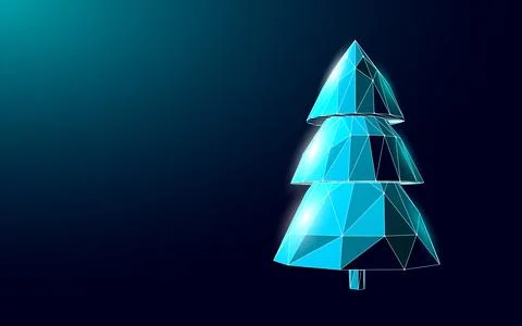 Merry Christmas tree 3D object. Holiday greeting card decoration Christmas tree 스톡 일러스트