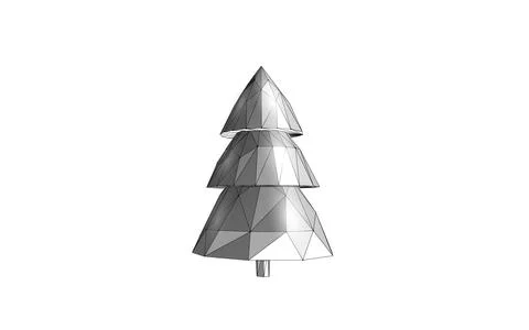 Merry Christmas tree 3D object. Holiday greeting card decoration Christmas tree Stock Illustration