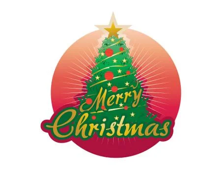 Merry christmas with tree Stock Illustration