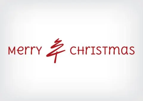 Merry christmas tree line with text Stock Illustration