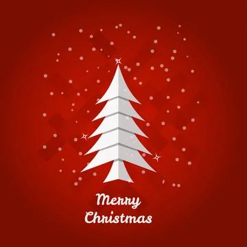 Merry Christmas tree with red background vector illustration Stock Illustration