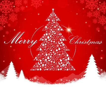 Merry Christmas tree shape Stock Illustration