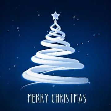 Merry Christmas Tree with Star Stock Illustration