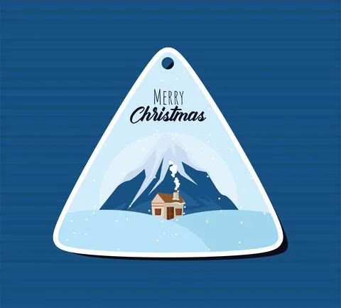 Merry christmas triangular tag Stock Illustration