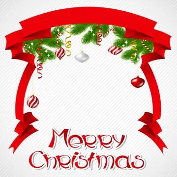 Merry Christmas vector background with glossy balls. Stock Illustration