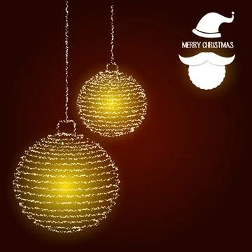 Merry Christmas, Vector Christmas glowing balls Stock Illustration