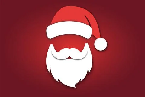 Merry christmas vector concept red with christmas hat and santa white beard.. Stock Illustration