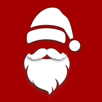 Merry christmas vector concept red with christmas hat and santa white beard.. Stock Illustration