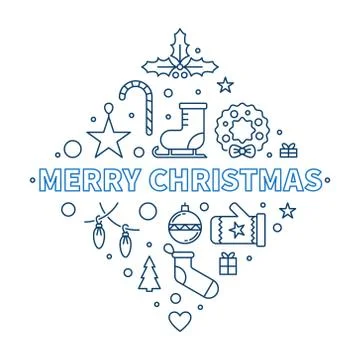 Merry Christmas vector creative outline illustration Stock Illustration
