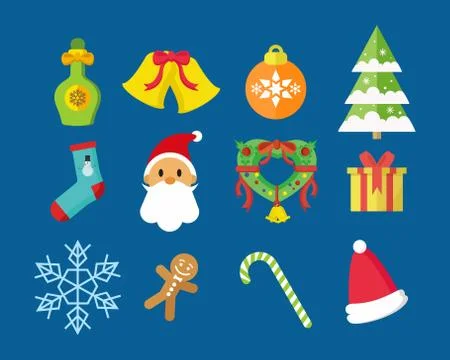 Merry Christmas Vector Icon Pack Stock Illustration