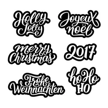 Merry Christmas vector labels set Stock Illustration