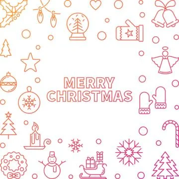 Merry Christmas vector outline frame. Xmas background Stock Illustration