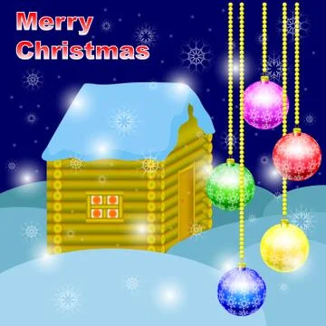 Merry Christmas vector postcard Stock Illustration