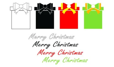 Merry Christmas vector set with gift boxes in multiple colors Stock Illustration