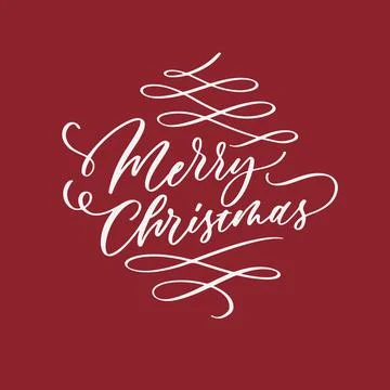 Merry Christmas vector text Calligraphic Lettering design card template. Crea Stock Illustration