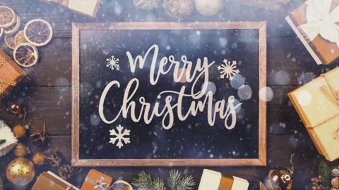 Merry Christmas with Winter Snow Fall 4K Animation. Stock Footage 294879916