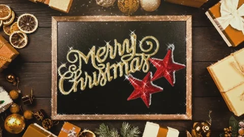 Merry Christmas with Winter Snow Fall 4K Animation. Stock Footage 294879928