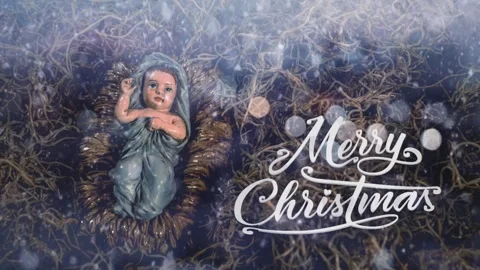 Merry Christmas with Winter Snow Fall 4K Animation. Stock Footage 294880202