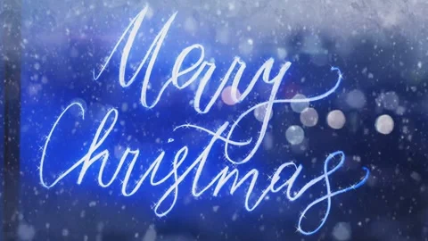 Merry Christmas with Winter Snow Fall 4K Animation. Stock Footage 294880340