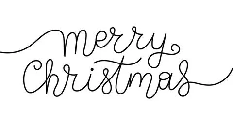Merry Christmas words in one continuous line. One editable stroke lettering.. 스톡 일러스트