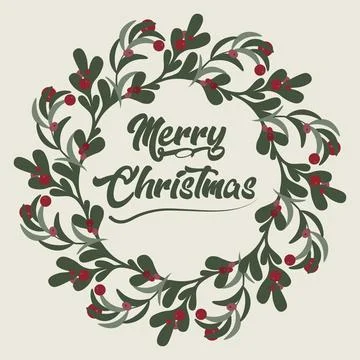 Merry Christmas wreath vector pattern on a light background Stock Illustration