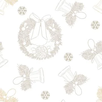 Merry Cristmast seamless pattern , hand draw sketch vector. Stock Illustration