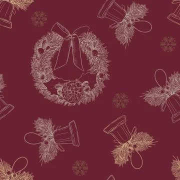 Merry Cristmast seamless pattern , hand draw sketch vector. Stock Illustration