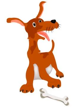 Merry dog with bone Stock Illustration