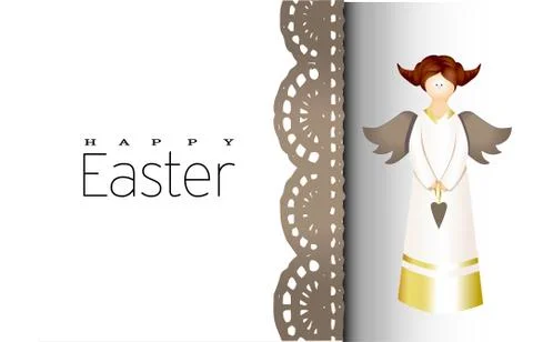 Merry Easter. Background with a golden figure of an angel. Decorative metal 3 Illustrazione stock