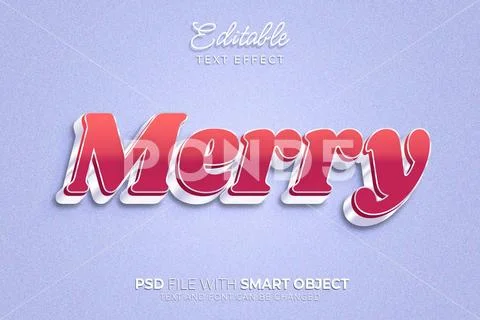 Merry glass editable text effect PSD Template
