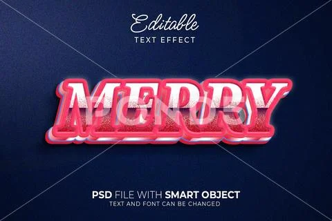 Merry glass red editable text effect PSD Template