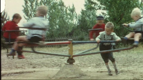Merry-go-round on 1960's playground (vin... | Stock Video | Pond5