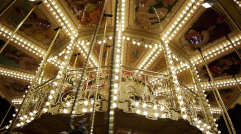 Merry-go-round carousel in amusement park Stock Footage 37670026