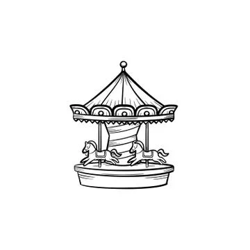 Merry-go-round carousel hand drawn outline doodle icon. Stock Illustration
