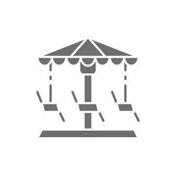 Merry-go-round, carousel, swing grey icon. Isolated on white background Stock-Illustration