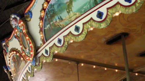 Merry Go Round Children's Carousel Horse Vintage Memory Nostalgic Carnival Stock Footage 22797638