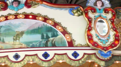 Merry Go Round Children's Carousel Horse Vintage Memory Nostalgic Carnival Stock Footage 22803145