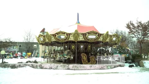 Merry go round at Closed-Amusement Park 動画素材 83626895